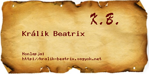 Králik Beatrix névjegykártya